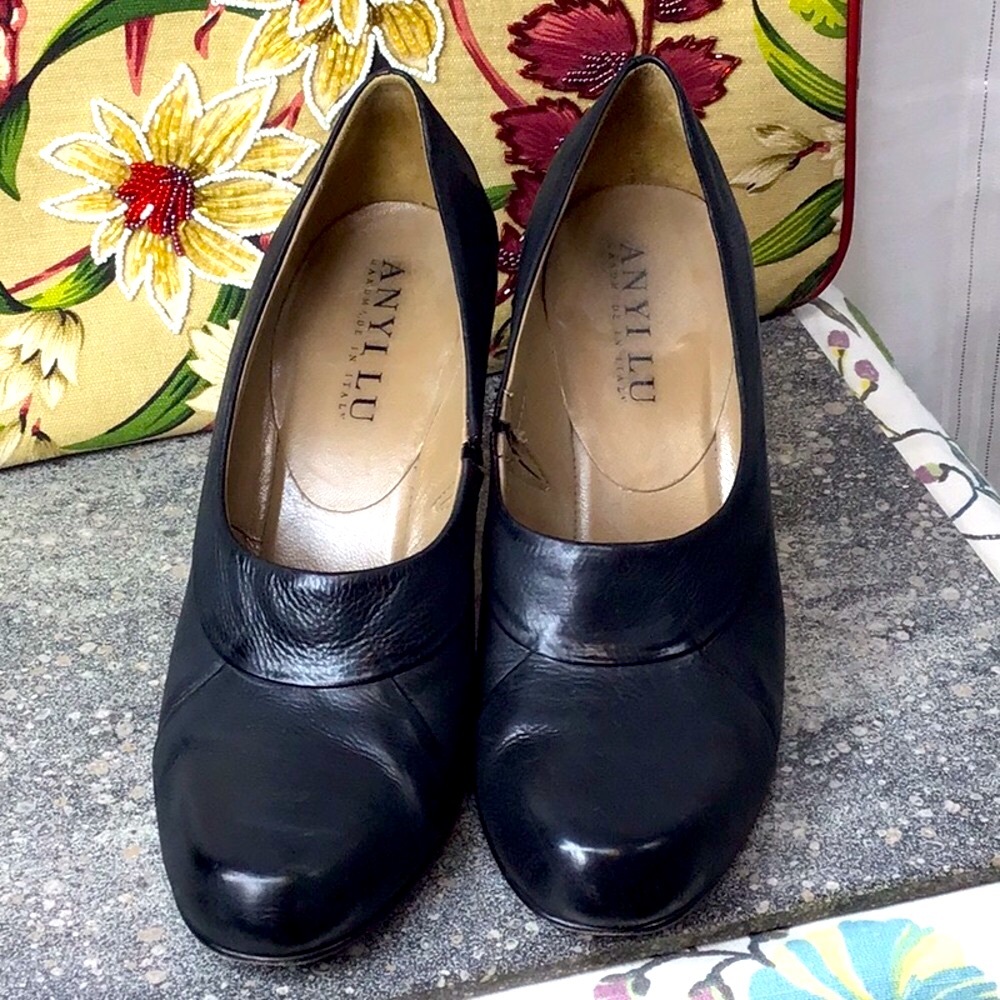 Anyi Lu Navy Leather Pumps Handmade in Italy 🇮🇹 Sz.7 - Picture 3 of 10